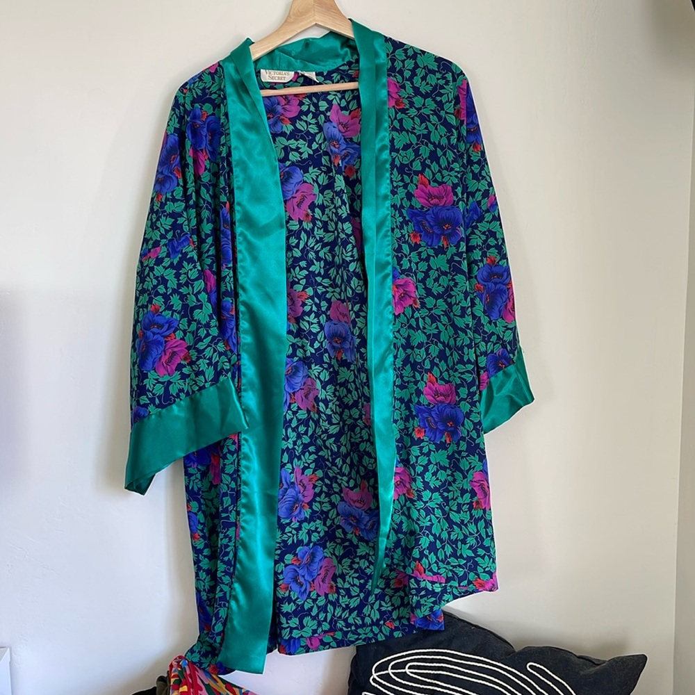 Victoria’s Secret one size fits all floral satin robe.